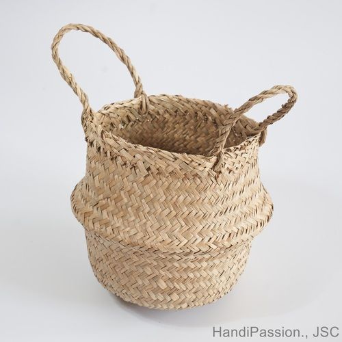 Brown Seagrass Woven Laundry Basket Storage Basket