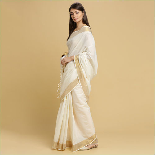 Women White Georgette Printed Saree