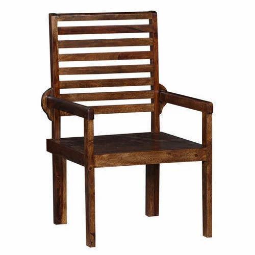 Wood Polished Wooden Chair With Armrest