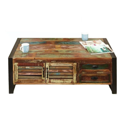 Wooden Hand Crafted Coffee Table 2 Drawer and 2 Door by Gold Craft