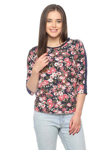 Half Sleeve Casual Ladies Printed Tops