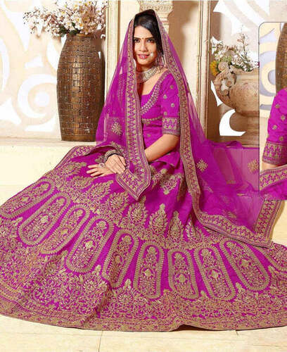 Ladies Pink Embroidery Designer Lehenga