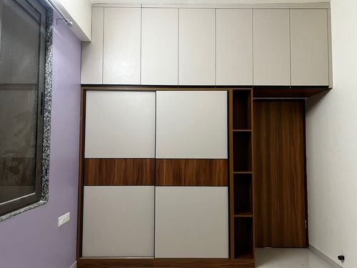 White And Brown Wood Modular Wardrobe