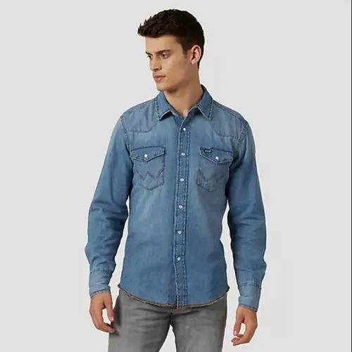 Casual Wear Full Sleeves Blue Denim Shirts For Mens