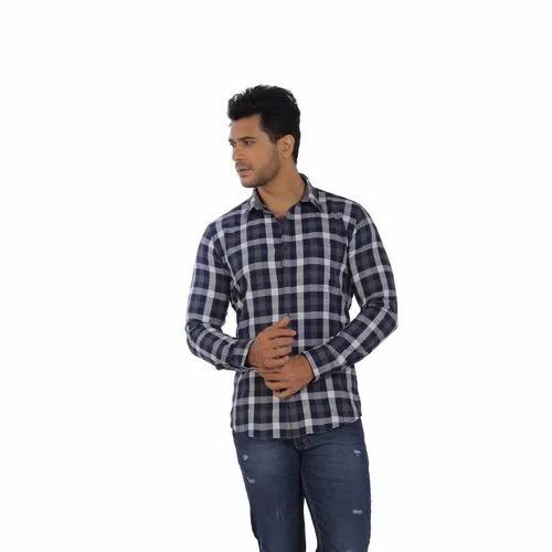 Casual Wear Full Sleeves Checked Pattern Mens Casual Shirts