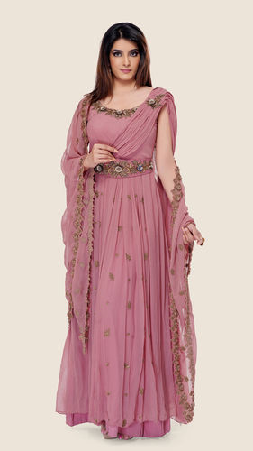 Pink saree gown sale