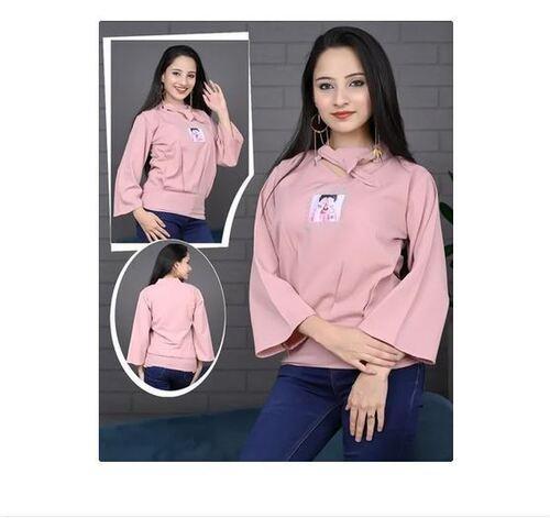 Plain Casual Wear Long Sleeves Cotton Shirts For Ladies