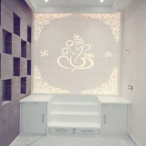 Elegant Design Polished Finish Corian Mandir