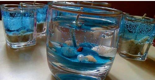 Cylindrical Ocean Glass Candle For Decor