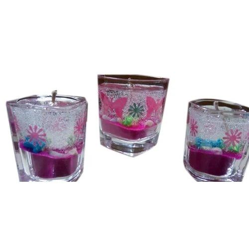 Multi Color Handmade Wax Glass Candle