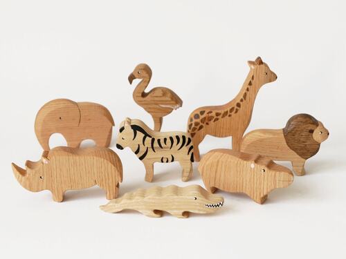 African Animals Wooden Figurines