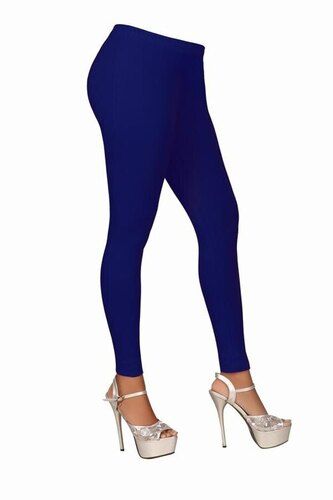 Cotton Leggings - Cotton and Lycra Blend, Navy Blue, All Season , Breathable, Washable, Gentle Wash Care