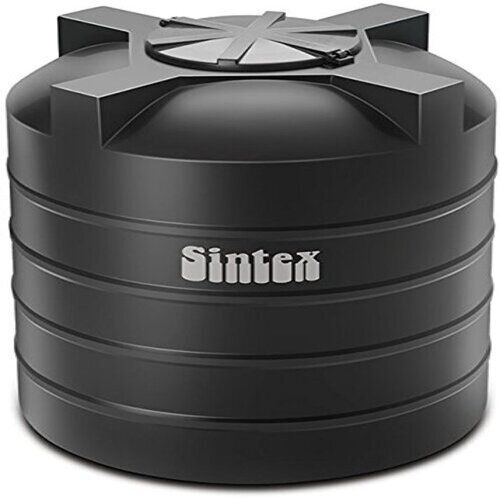 Plastic Water Storage Tank - 1000L Capacity, HDPE Material, 4 Layer Design, Cylindrical Shape, Black Color