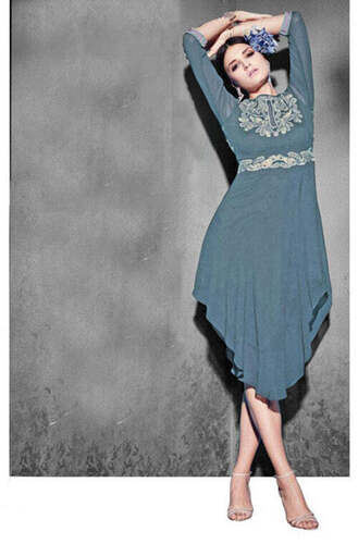 Stone Blue Georgette Designer Kurti