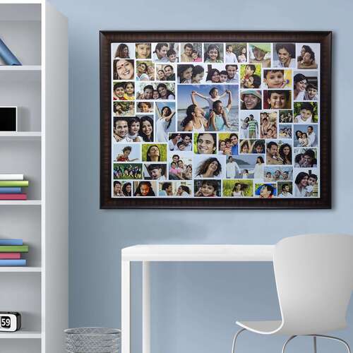 Glass Photo Frame - Brass & Wood, Rectangular Brown Design | Includes Hanger & Hangtag For Easy Display