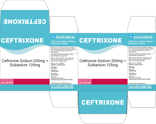 Ceftrixone Sodium Sulbactum Anbiotic Injection