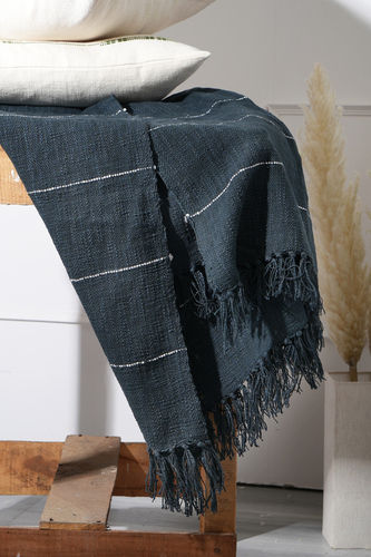 Harbour Navy Woven Throw Blanket