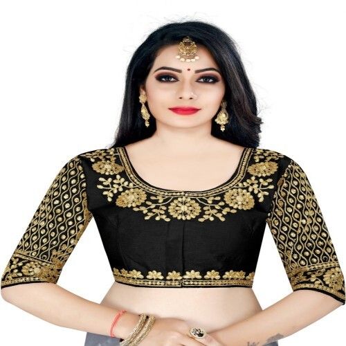 Ladies Black Designer Embroidered Blouse