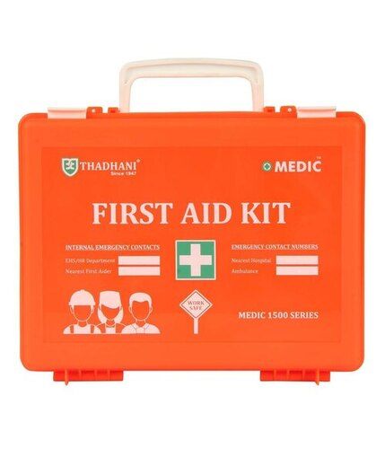 Medical First Aid Kit - Plastic Material, Rectangular Shape , Reusable Orange Color