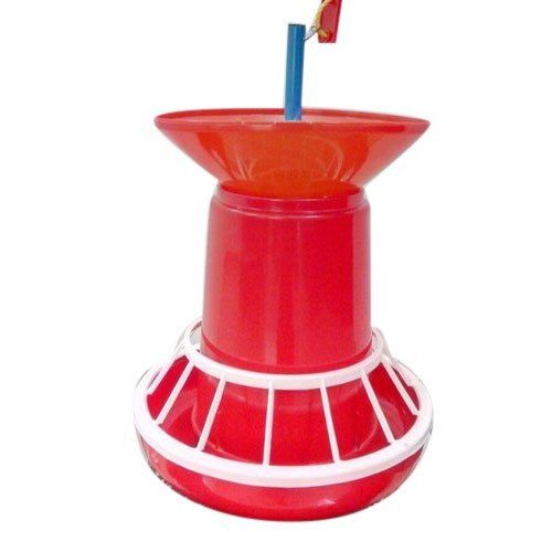 Poultry Feeder - Durable Plastic, Red Color | High Quality for Poultry Farm