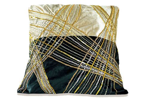 Black & Golden Combination Embroidered Cushion Covers