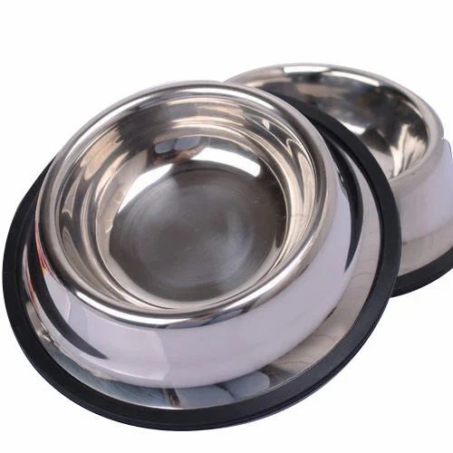 Stainless Steel Pet Utensils - 300 ml Capacity Round Shape Silver Color | Eco-Friendly Design for All Dog Breeds