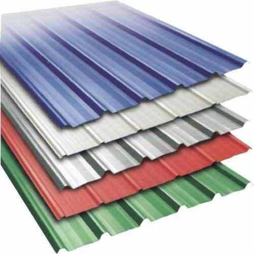 Colour Coated Roofing Sheet - Metal, Rectangular Shape, Multicolor Finish | Corrosion Resistant, Tamper Proof, Plain Pattern, Customised Size