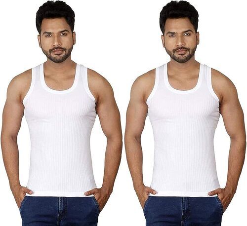 Mens White Cotton Vest