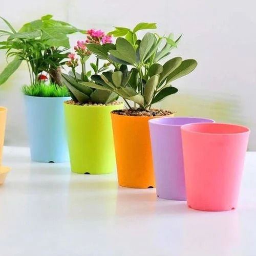 Colored Plastic Flower Pots For Gardening