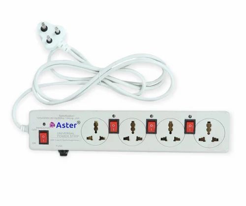 Aster Power Extension Board - ABS Plastic, 1.5 m Cord Length, 13 A Current Rating | 4 Pin Socket for Electrical Fittings, White Design