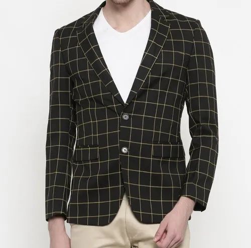 Casual Mens Black Check Blazer