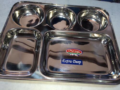 Five Compartment Stainless Steel Plate