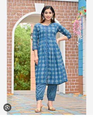 Women Kurta Set With Pant Cotton