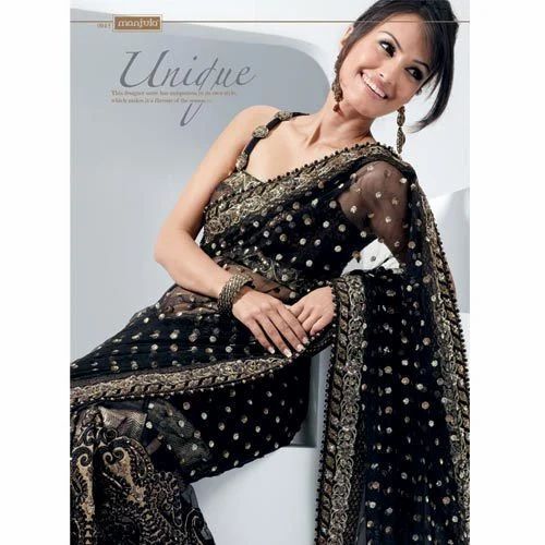  black designer saree