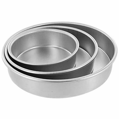 Aluminum Cake Molds - Round Shape, Silver Polished Finish | Manual Use, Inside and Outside Finish