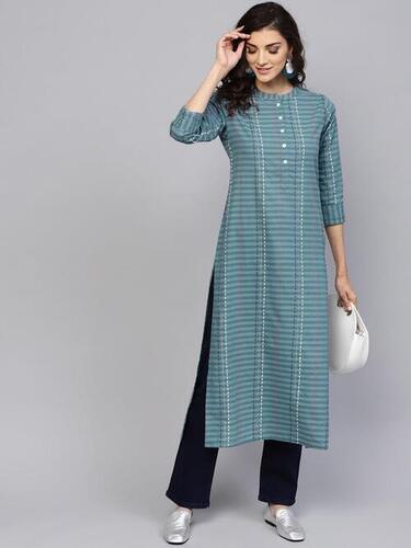 Cotton Kurti - 3/4th Sleeve, XXS to XXXL Sizes | Quick Dry, Breathable, Washable, No Fade Features
