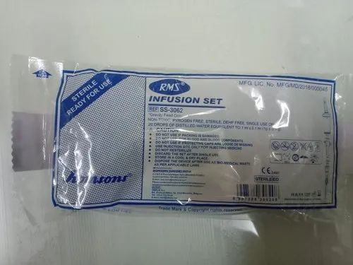 Romsons Disposable IV Infusion Set - PVC Material, 25 Packs, 20 Drops/ml Capacity, Sterilized | Hospital Application, White Color, Disposable Design