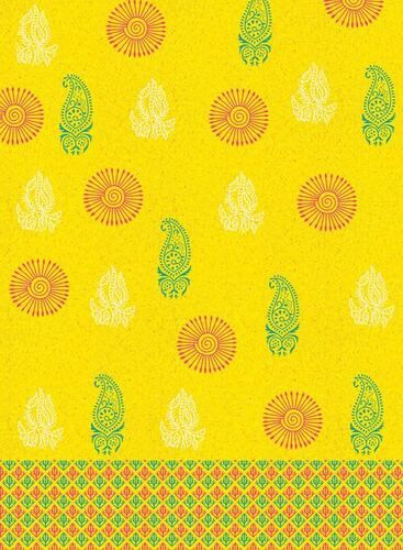 Yellow Colored Digital Kurti Fabric