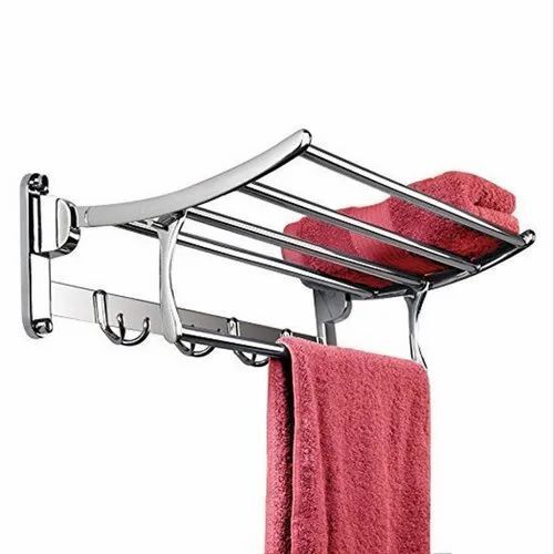 Bathroom Towel Holder - Stainless Steel, Wall Mounted Towel Bar | Rust Proof, Durable, Polished Silver Finish, Long Lasting