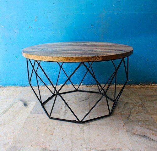 Round Vintage Industrial Coffee Table