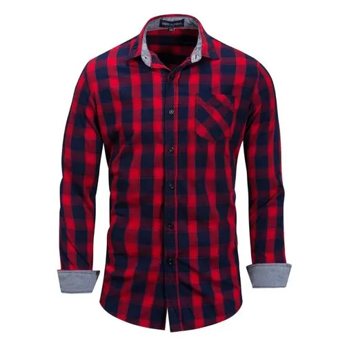 Mens Red And Black Checks Shirt