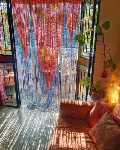 Rasmy Home Decors Customized Crystal Beads Curtain-Beaded door Curtain-Hanging  Door Beads-Beaded wall Hanging Red Colour