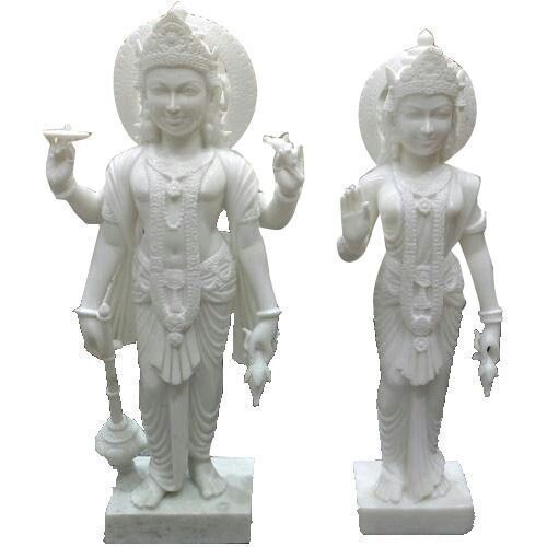 White Marble Vishnu Laxmi Statue