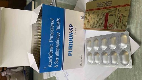 Puridon SP (Aceclofenac Paracetamol Serratiopeptidase Tablets)