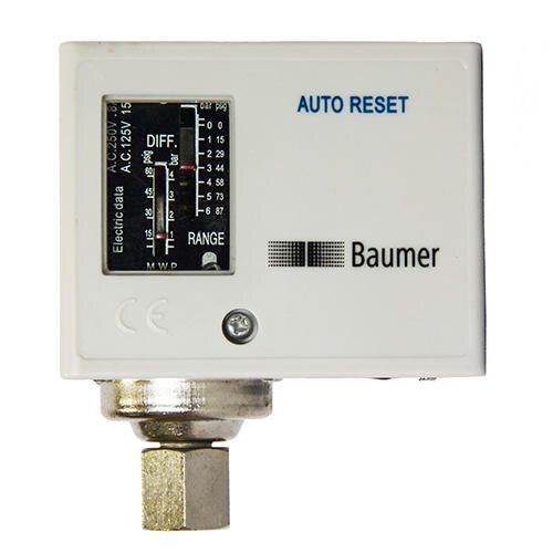 Waree Baumer Pressure Switch - Electric, Corrosion Resistant, Industrial Use | New, White and Golden, Made in India