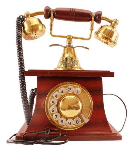 Vintage Antique Nautical Solid Brass Rotary Dial Working Telephone