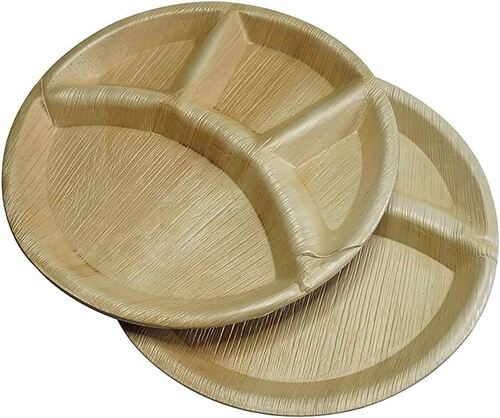 Round Shape Heat and Cold Resistant 4 Compartment Disposable Bamboo Plates