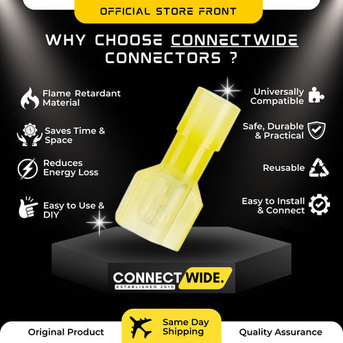 Yellow T-Tap Male Spade Wiring Connectors 12-10 Awg