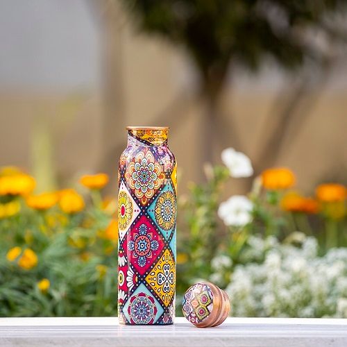 Durable Multi-Color Printed Designer Copper Water Bottle