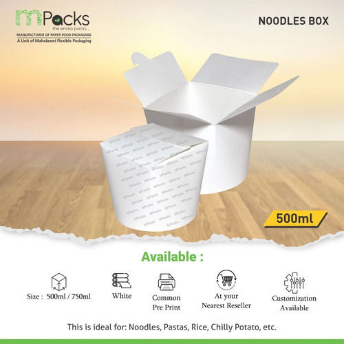 Eco Friendly Portable Durable White 16oz Paper Noodle Box